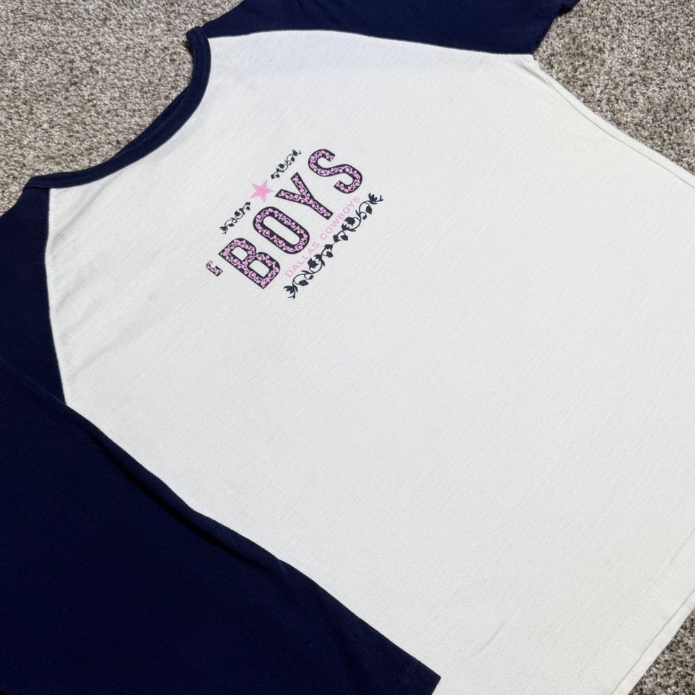 Vintage Dallas Cowboys For Her Women L 3/4 Sleeve Baseball T Shirt White 'BOYS